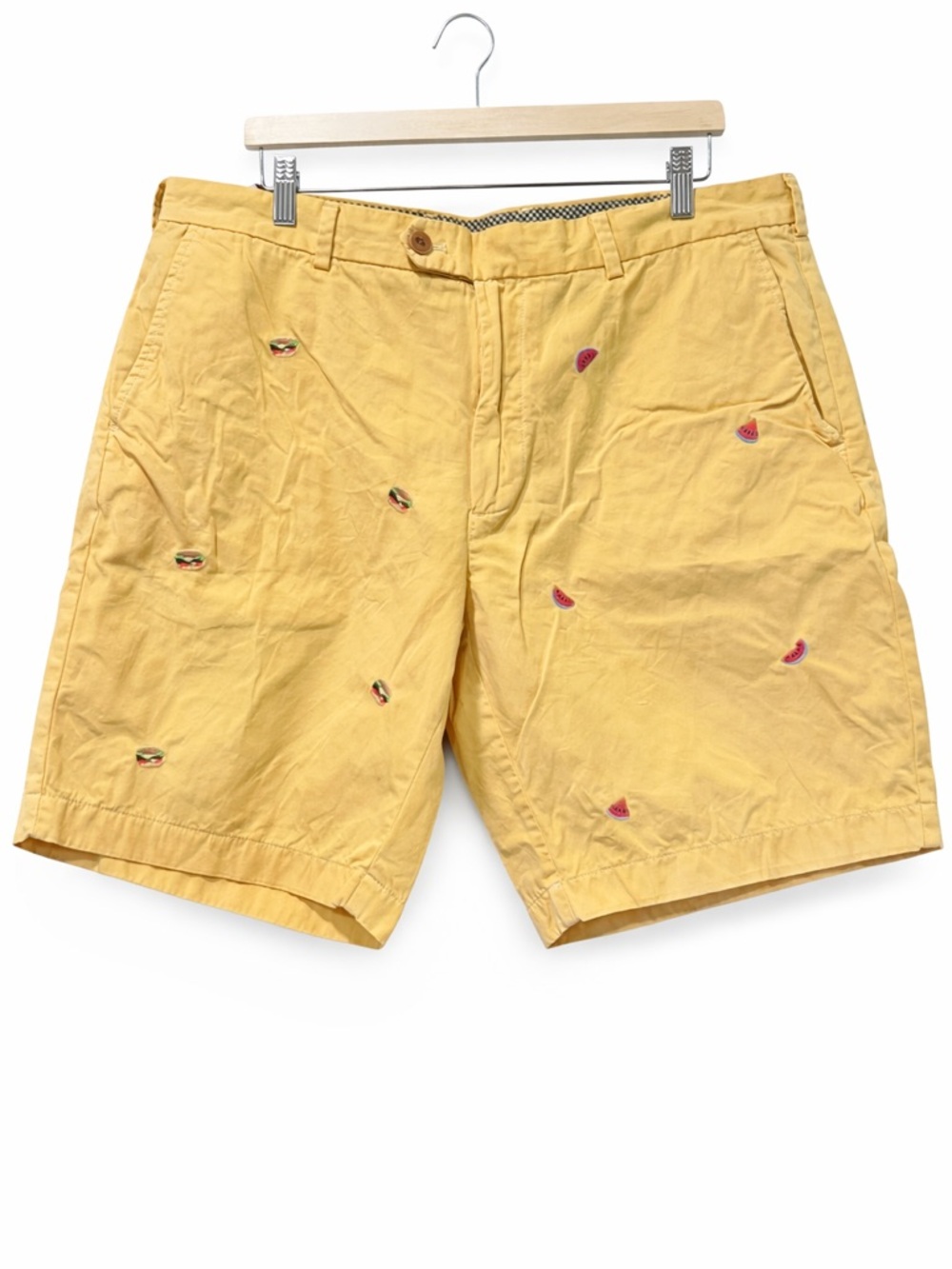 Brooks Brothers‎ Red Fleece Shorts Yellow Embroidered Summer Picnic 38
